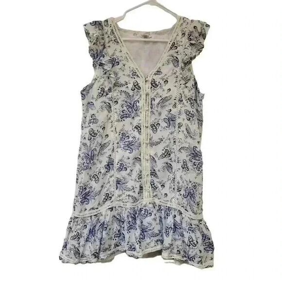 Lucky Women's Ivory & Navy Cotton/Rayon Floral Lined Sundress - Picture 2 of 14